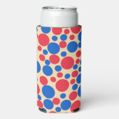 Rafraîchisseur Pour Canette Slim Points Rouge Et Bleu Sur Tan (Seltzer Verso)