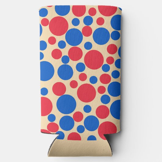 Rafraîchisseur Pour Canette Slim Points Rouge Et Bleu Sur Tan (Verso)