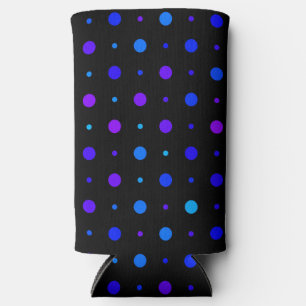 Rafraîchisseur Pour Canette Slim pois violets et bleus sur fond noir