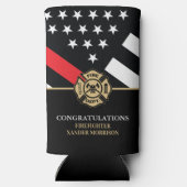 Rafraîchisseur Pour Canette Slim Pompier Red Line Fire Academy Graduation (Verso)