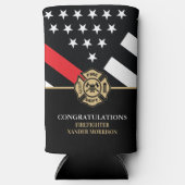 Rafraîchisseur Pour Canette Slim Pompier Red Line Fire Academy Graduation (Recto)