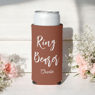 Rafraîchisseur Pour Canette Slim Porte-anneau Terracotta Brun Mariage