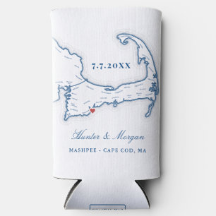 Rafraîchisseur Pour Canette Slim Porte-gobelet de mariage avec carte de Cape Cod