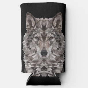 Rafraîchisseur Pour Canette Slim Portrait géométrique Wolf Lone