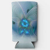 Rafraîchisseur Pour Canette Slim Position, Abstrait bleu turquoise fractal (Recto)
