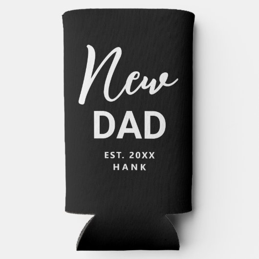 Rafraîchisseur Pour Canette Slim Première Fois Nouveau Papa Établi Personnalisé (Verso)