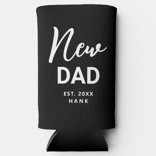 Rafraîchisseur Pour Canette Slim Première Fois Nouveau Papa Établi Personnalisé (Recto)