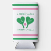 Rafraîchisseur Pour Canette Slim Preppy Green and Pink Wedding Pickleball (Verso)