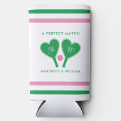 Rafraîchisseur Pour Canette Slim Preppy Green and Pink Wedding Pickleball (Recto)