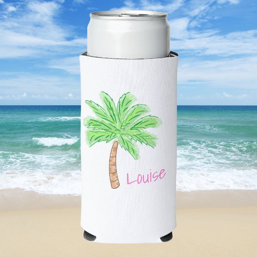 Rafraîchisseur Pour Canette Slim Preppy Palm Tree Tropical Girls Week-end Custom