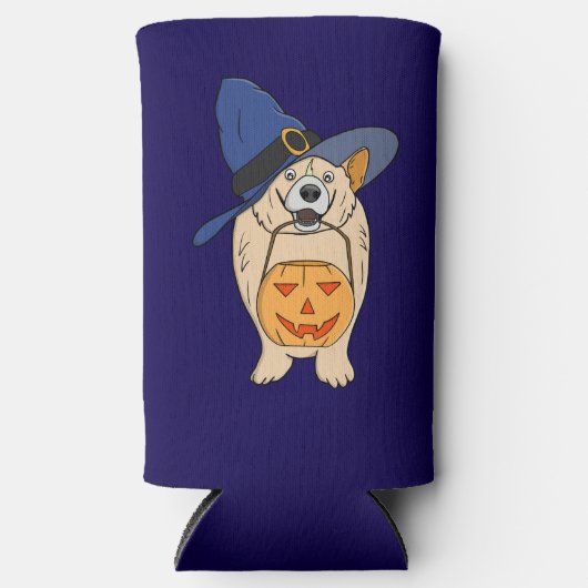 Rafraîchisseur Pour Canette Slim Pumpkin Witch Dog (Recto)