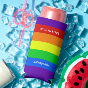 Rafraîchisseur Pour Canette Slim Rainbow Love is Love Gay pride Parade Custom LGBT