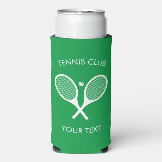 Rafraîchisseur Pour Canette Slim Raquette moderne de tennis blanc vert (Seltzer Recto)