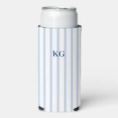 Rafraîchisseur Pour Canette Slim Rayure bleue monogrammée (Seltzer Recto)