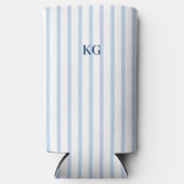 Rafraîchisseur Pour Canette Slim Rayure bleue monogrammée (Recto)