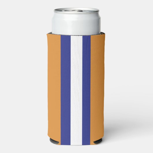 Rafraîchisseur Pour Canette Slim rayures Brown, bleu marine et blanches (Seltzer Verso)