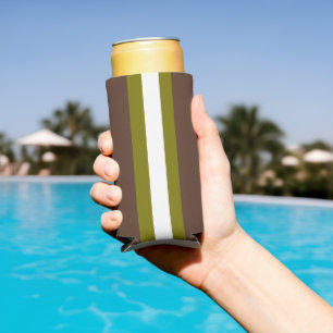 Rafraîchisseur Pour Canette Slim rayures Brown, vert et blanc