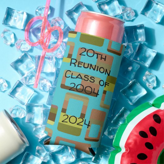 Rafraîchisseur Pour Canette Slim Rectangles à bandes turquoise (Été in situ)