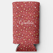 Rafraîchisseur Pour Canette Slim Red Gold Stars (Recto)