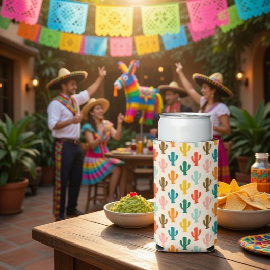 Rafraîchisseur Pour Canette Slim Refroidisseur de canette de cactus colorés sans co