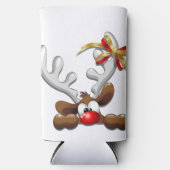Rafraîchisseur Pour Canette Slim Reindeer Puzzled drôle Caractère de Noël (Recto)