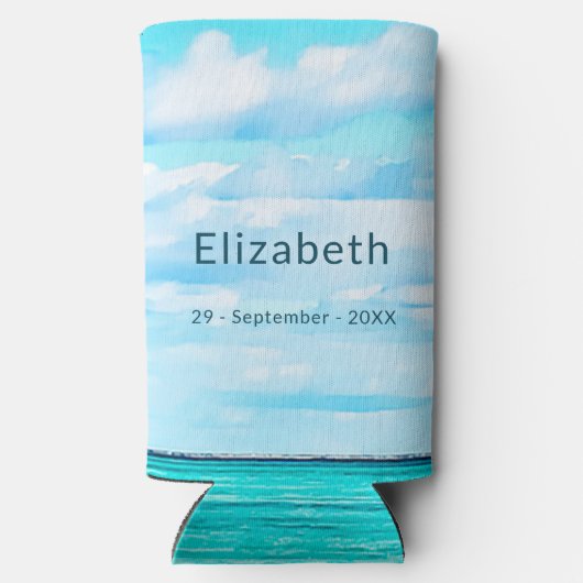 Rafraîchisseur Pour Canette Slim Retraite Ocean Sky Blue Momento Moderne (Verso)