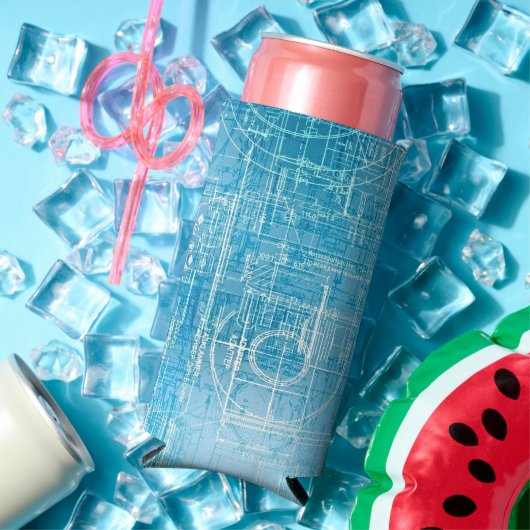 Rafraîchisseur Pour Canette Slim Retro Blueprint Seltzer peut refroidir (Été in situ)