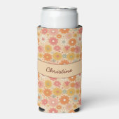 Rafraîchisseur Pour Canette Slim Retro Floral Personalized Monogram (Seltzer Recto)