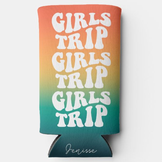 Rafraîchisseur Pour Canette Slim Retro Girls Trier Meilleurs Amis Personnalisé (Recto)