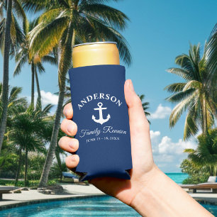 Rafraîchisseur Pour Canette Slim Réunion de famille d'ancre nautique bleu marine