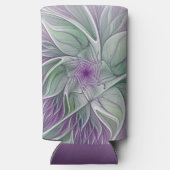 Rafraîchisseur Pour Canette Slim Rêve de fleurs, Abstrait violet vert Fractal Art (Verso)