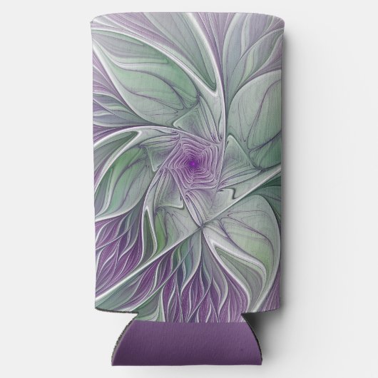 Rafraîchisseur Pour Canette Slim Rêve de fleurs, Abstrait violet vert Fractal Art (Verso)