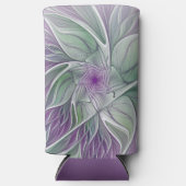 Rafraîchisseur Pour Canette Slim Rêve de fleurs, Abstrait violet vert Fractal Art (Recto)