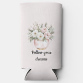 Rafraîchisseur Pour Canette Slim Rose Floral aux Joues Roses (Recto)
