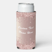Rafraîchisseur Pour Canette Slim Rose Gold Parties scintillant Nom de texte personn (Seltzer Recto)