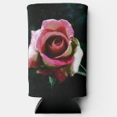 Rafraîchisseur Pour Canette Slim Rose rouge peinte à l'huile (Recto)