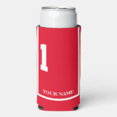 Rafraîchisseur Pour Canette Slim Rouge avec Cheval Blanc 1 Saddle Tissu Personnalis (Seltzer Recto)