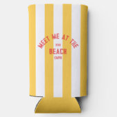 Rafraîchisseur Pour Canette Slim Rouge Rencontrez-Moi À La Plage Cabana Jaune Strip (Verso)