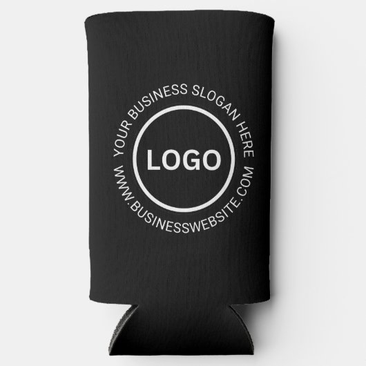 Rafraîchisseur Pour Canette Slim Round Business Logo avec slogan et site web (Recto)