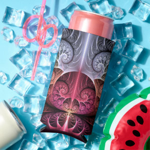 Rafraîchisseur Pour Canette Slim Rythme cardiaque, art fractal surréaliste abstrait