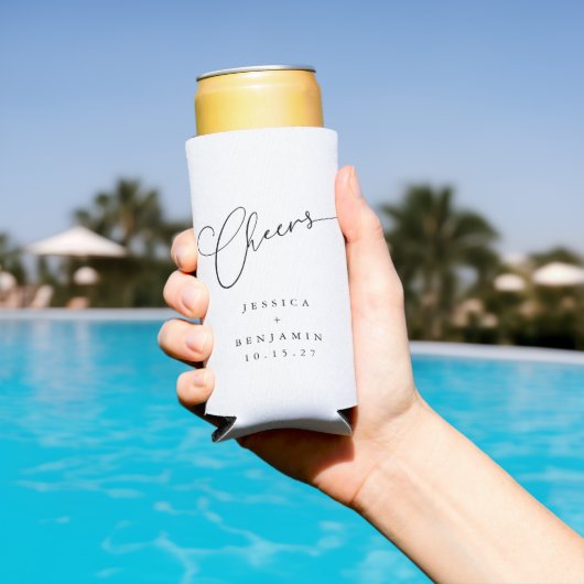 Rafraîchisseur Pour Canette Slim Salutations minimum noir blanc Script personnalisé (Piscine in situ)