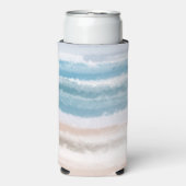 Rafraîchisseur Pour Canette Slim Sandy Beach Ocean Waves Aquarelle Abstraite (Seltzer Recto)