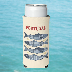 Rafraîchisseur Pour Canette Slim Sardines du Portugal Patchwork Vue Côtière Algarve