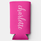 Rafraîchisseur Pour Canette Slim Script de calligraphie de fille rose et blanc chau (Recto)