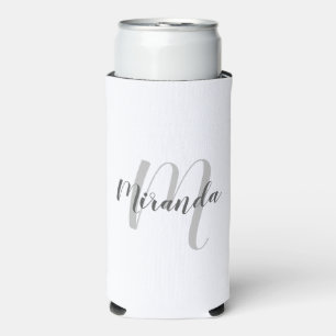 Rafraîchisseur Pour Canette Slim Script moderne Monogramme personnalisé et nom Can