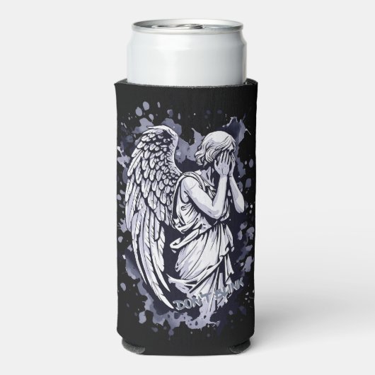 Rafraîchisseur Pour Canette Slim Sculpture d'un ange larmant - avec des éclaboussur (Seltzer Verso)