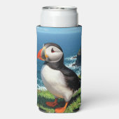 Rafraîchisseur Pour Canette Slim Seaside Puffin Illustration   (Seltzer Verso)