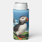 Rafraîchisseur Pour Canette Slim Seaside Puffin Illustration   (Seltzer Recto)