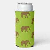 Rafraîchisseur Pour Canette Slim Silhouettes d'éléphant brun mignonne vert (Seltzer Verso)