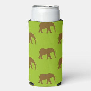 Rafraîchisseur Pour Canette Slim Silhouettes d'éléphant brun mignonne vert